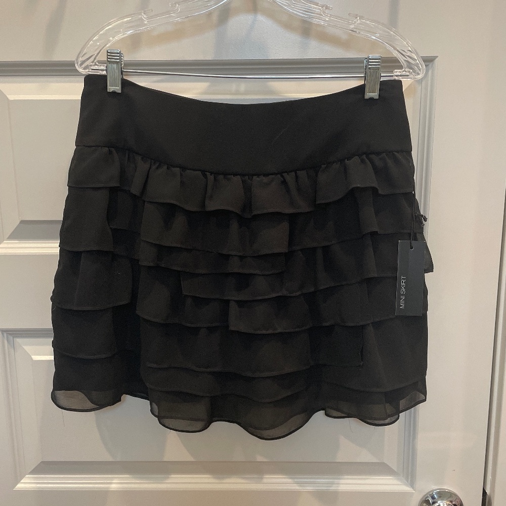 Black Ruffle Mini Skirt